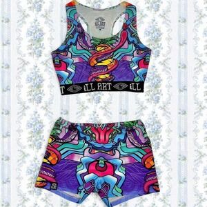 Medium iLL ART Collective Trippy Cropped Tank + Shorts Set